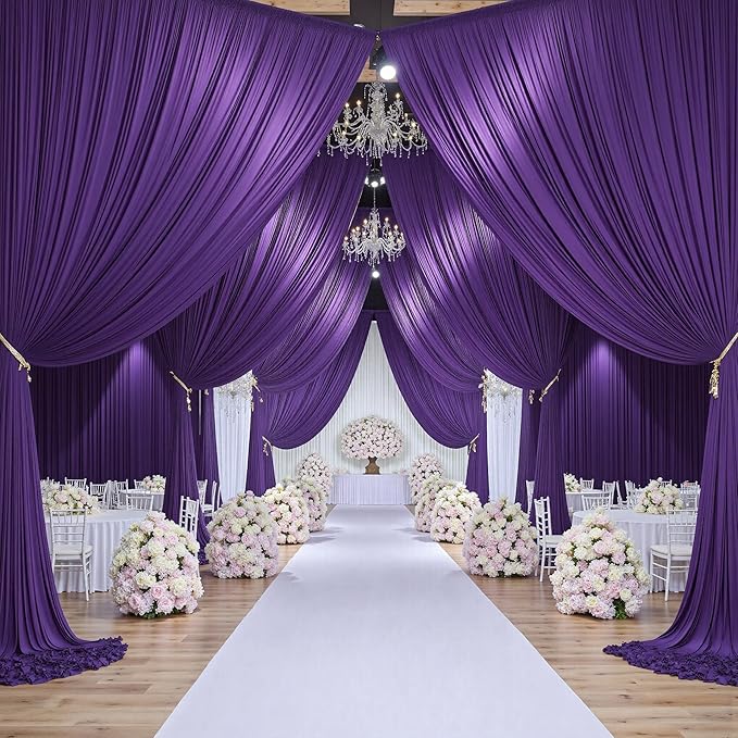 CO-AVE Wrinkle Free Purple Backdrop Curtains for Party Background, Purple Photo Curtains Backdrop Drapes 2 Panels Back Drop Cloth for Wedding Birthday Photography Baby Shower Decor,10ftx10ft