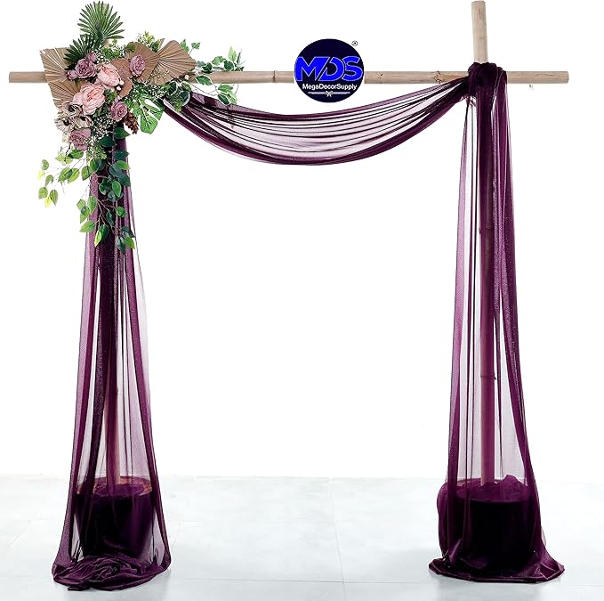 MDS Halloween Chiffon Draping Fabric - 2 Panel, 30" Wide x 30ft Long - Sheer Spooky Arbor & Canopy Drapery for Haunted House Backdrops, Party Ceilings, DIY Costumes & Themed Events - Eggplant