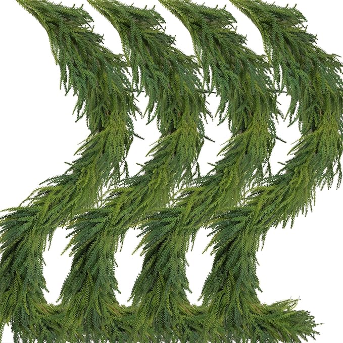 Norfolk Pine Garland, 6 Ft Green PE Artificial Christmas Decor, 5 Pack