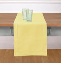 Solino Home Cotton Linen Yellow Table Runner 72 Inches Long - Hemstitch Table Runner 14 x 72 Inch for Dresser, Dining