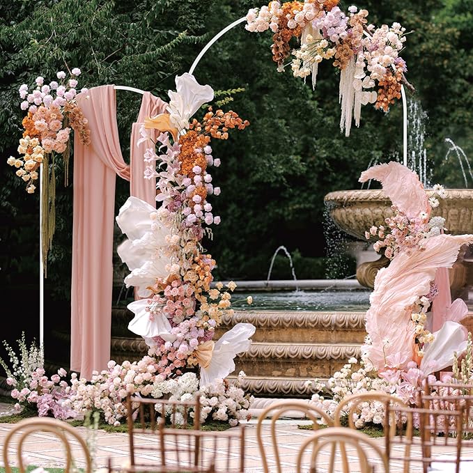 Metal Wedding Arch Backdrop Stand, White, Set of 2 in 7.2 ft and 6 ft Sizes