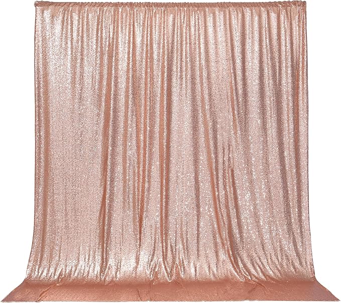 Backdrop Curtain, Rose Gold Sequin, 6 Ft x 6 Ft for Parties