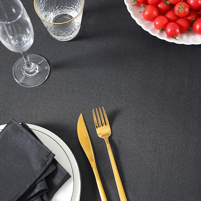 Rectangle Tablecloth 60x120 inch Washable Polyester Fabric Table Cloth for Wedding Party Dining Banquet Decoration（12 Pack 60x120, Black）