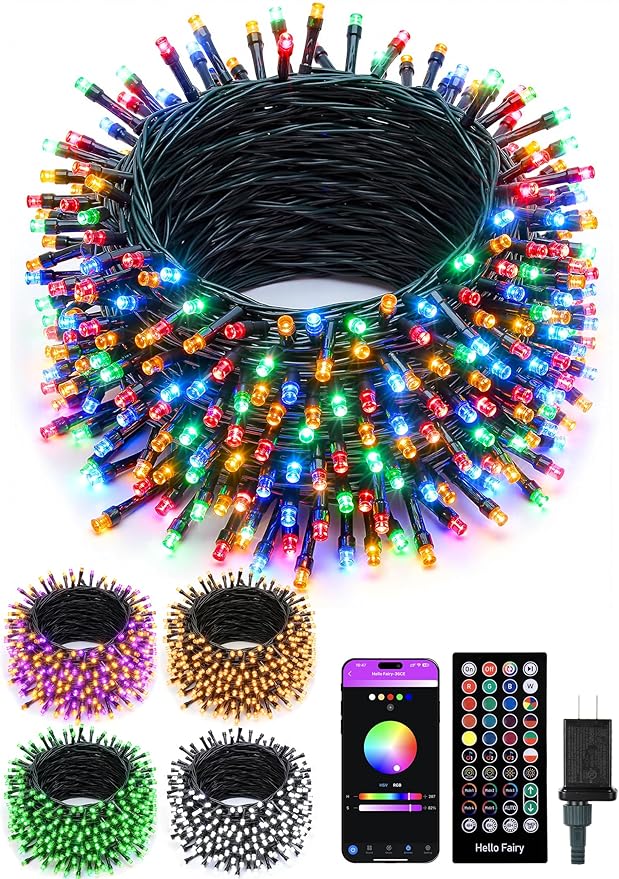 Indoor String Lights 198 FT 600 LED Color Changing with App and Remote