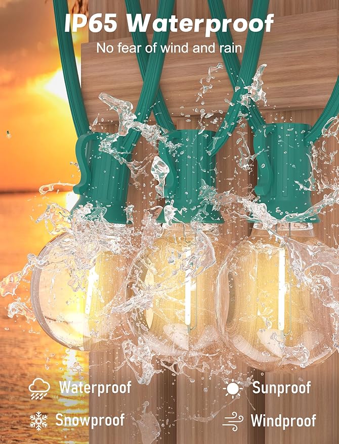 String Lights, 25 ft Globe G40 LED with 27 Bulbs and Green Wire