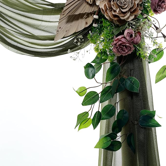Olive Sheer Chiffon Backdrop Drape, 30 in x 40 ft Glitter Panel