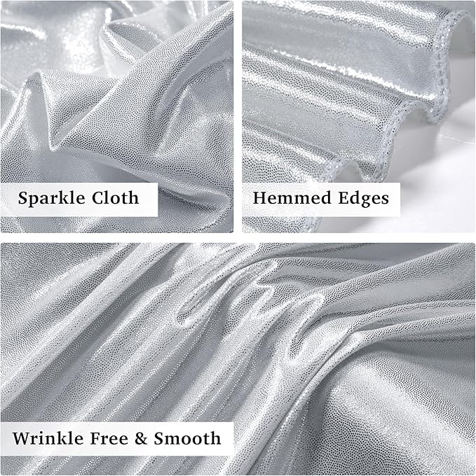 20ftx12ft Silver Sequin Backdrop Curtain Panels for Parties, Wrinkle Free Glitter Photo Backdrop Drapes 4 Panels 5x12FT Shimmer Back Drop Cloth for Wedding Birthday Christmas Photography Background