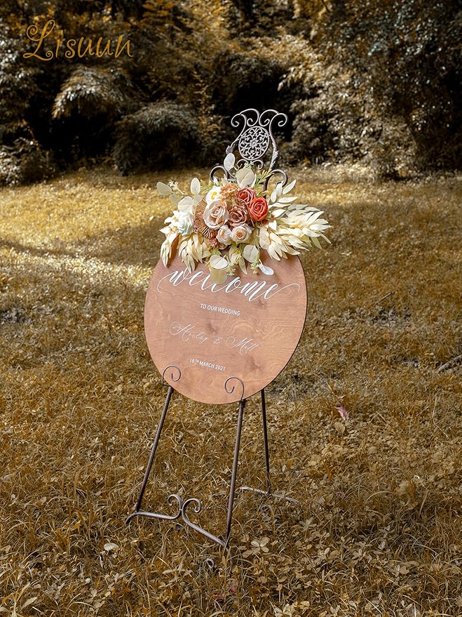 Artificial Flowers Wedding Arch Swag Set, Champagne Silk Blooms