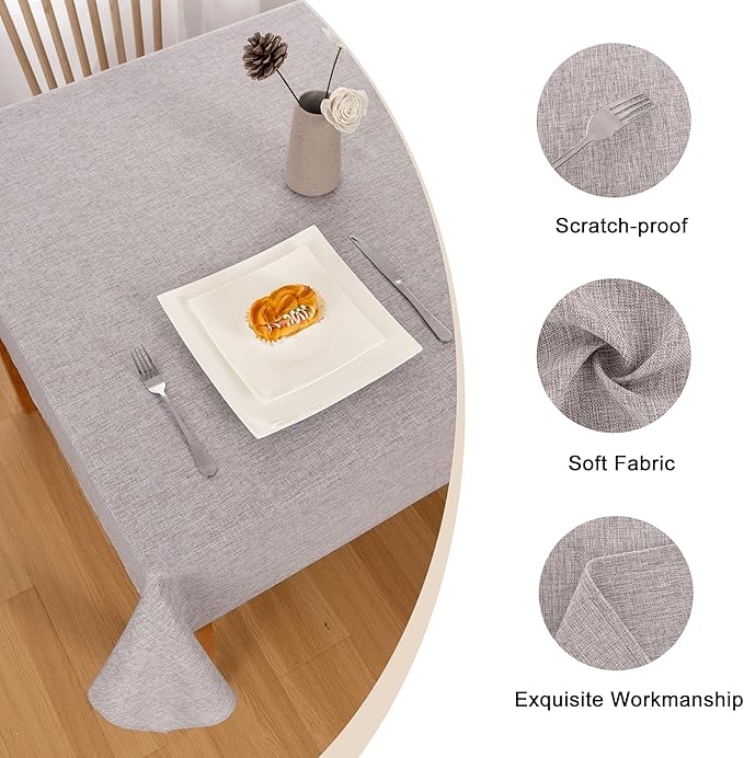 Tablecloths, Stone Rectangular, 2 Pack, 90 x 156 Inch Polyester Blend