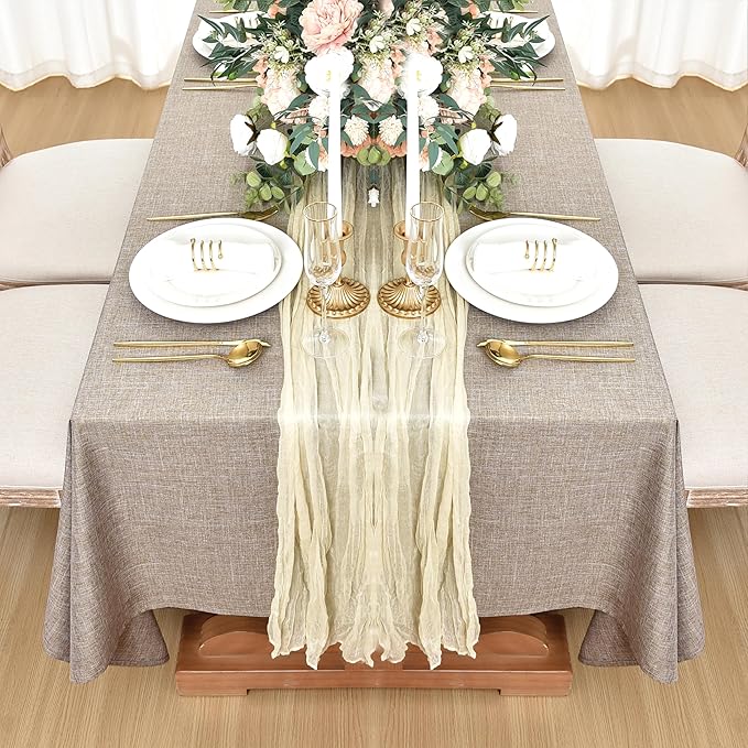 Fitable Square Table Cloth Linen Textured: Water & Stain Resistant Farmhouse Tablecloth, Washable Burlap Table Covers for Kitchen Dining Party(2 Pack, 54x54 Inch, Nature)