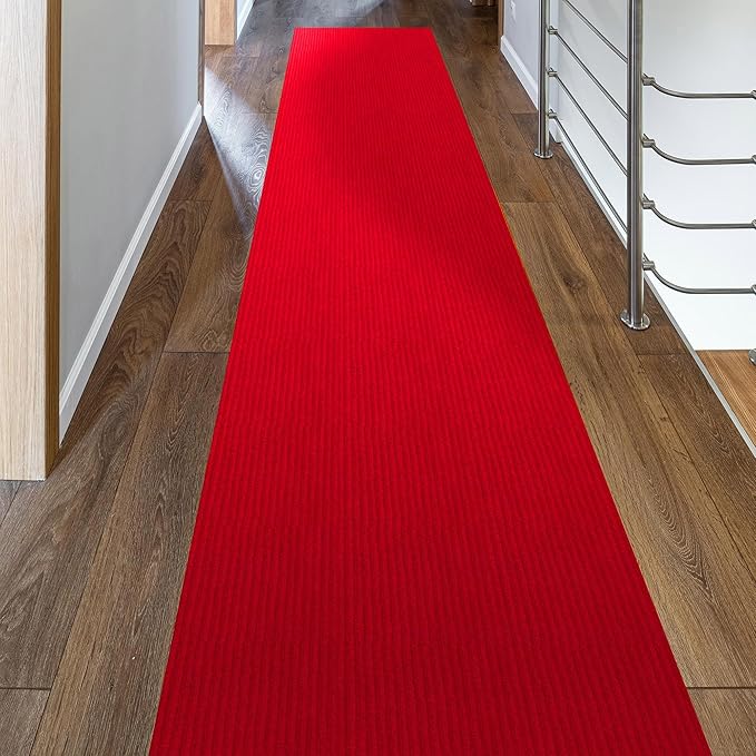Ottomanson 2' x 16' Hallway Runner with Scraper Pile - Extra Durable Non-Slip Rug Mat for Indoor & Outdoor Use - Ideal for Kitchen, Entryway, Patio & Garage - High-Traffic Carpet, Red