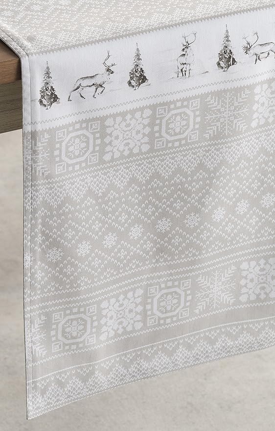 Maison d' Hermine Table Runner 100% Cotton Single Layer Table Runners 60 inches Long for Thanksgiving Christmas Decorations Home Kitchen Dining Party Wedding (Cozy Christmas, 14.5" x 60")