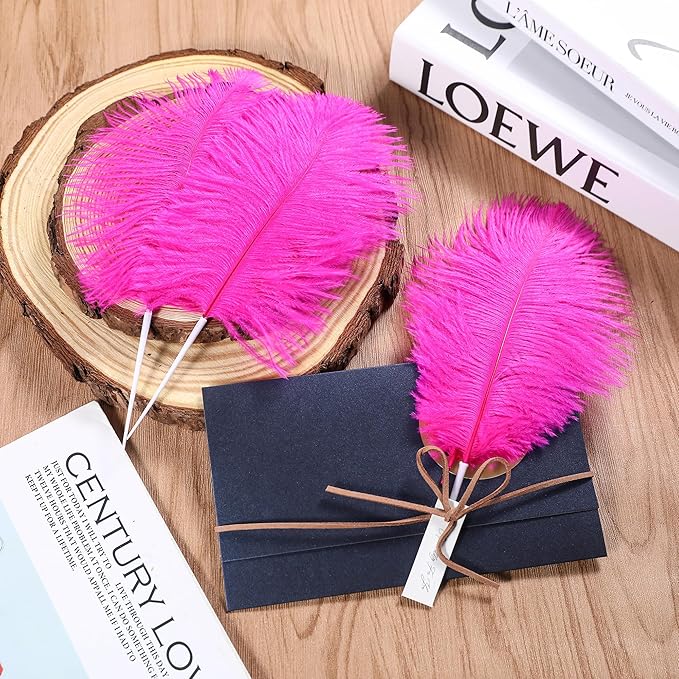 SOGUGOM Fuchisa Craft Ostrich Feathers - 30PCS 6-8 inch Bulk Ostrich Feathers Kit for Centerpieces, Dream Catchers, Hats and DIY Projects(Fuchisa)