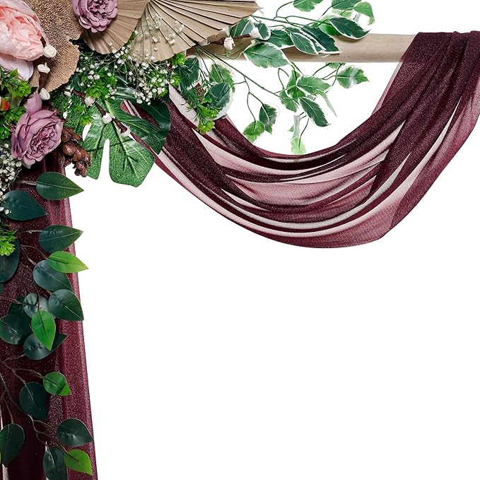 Burgundy Sheer Chiffon Backdrop Fabric, 2 Panels, 30 In x 50 Ft