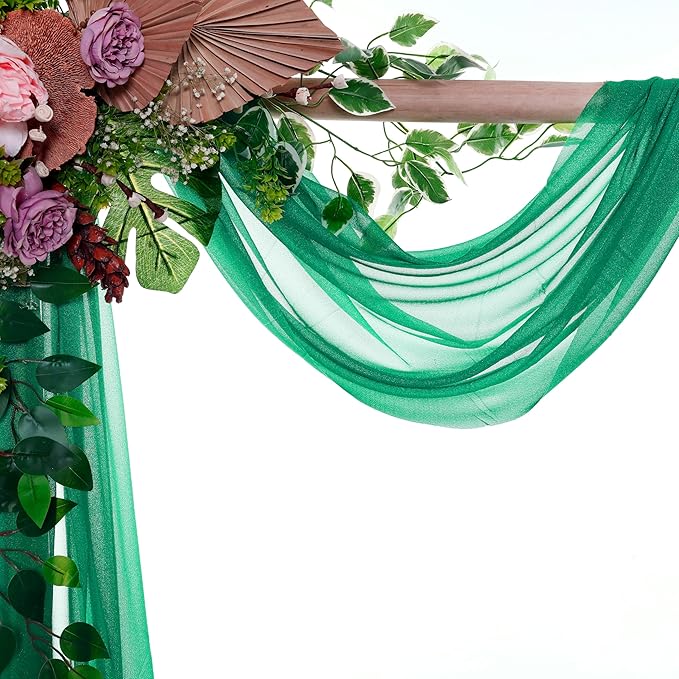 Backdrop Fabric, Emerald Sheer Chiffon Drape, 30 In x 40 Ft Panel