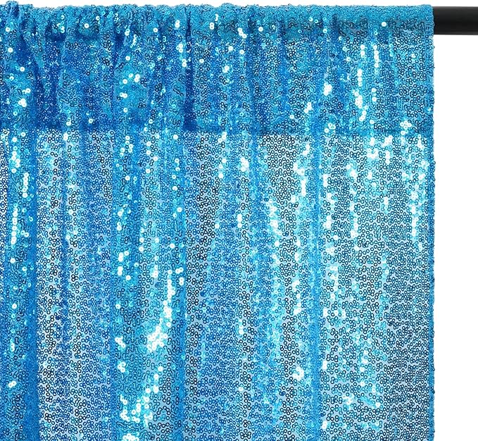 Eternal Beauty Turquoise Sequin Backdrop, 8x8 Ft Glitter Background Curtains for Shimmer Photography Party Wedding Birthday Back Drop Decor