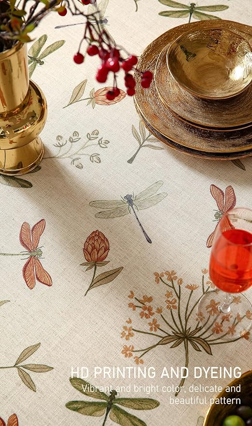 Tablecloth, 55 x 71 Inch Rectangular Linen-Polyester Blend in Off White