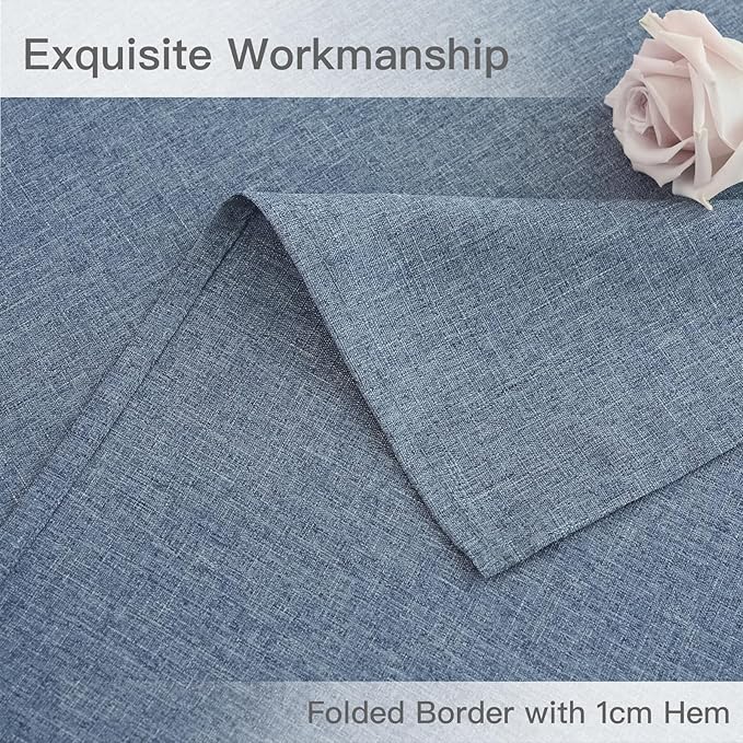 maxmill Linen Texture Tablecloth Water Resistant Antiwrinkle Spillproof Wipeable Washable Soft Fabric Table Cloth for Dining Room, Buffet Banquet Party Holiday, Rectangular 60 x 108 Inch, Demin Blue