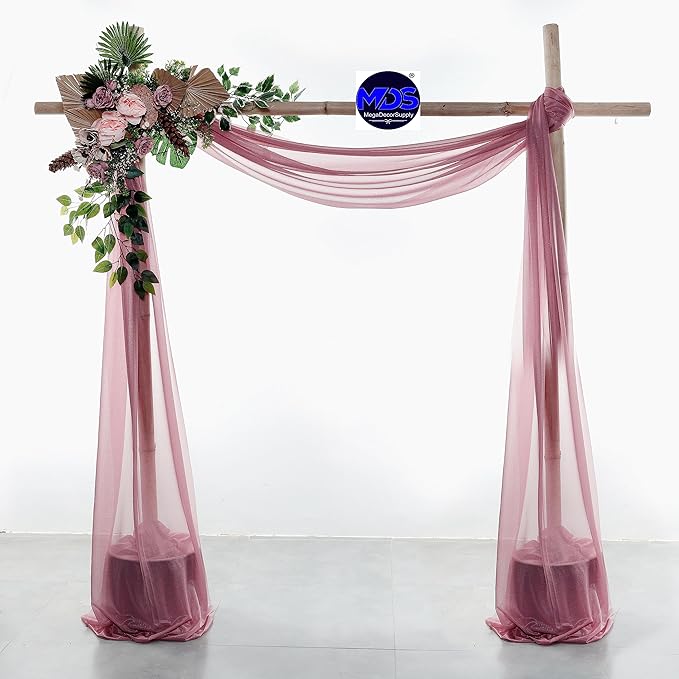 MDS Halloween Chiffon Draping Fabric - 2 Panel, 30" Wide x 75ft Long - Sheer Spooky Arbor & Canopy Drapery for Haunted House Backdrops, Party Ceilings, DIY Costumes & Themed Events - Mauva