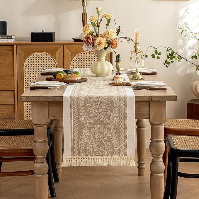 Table Runners 119 Inches,Waterproof Boho Table Runner with Tassel Fringe,Table Runner for Party Coffee Table