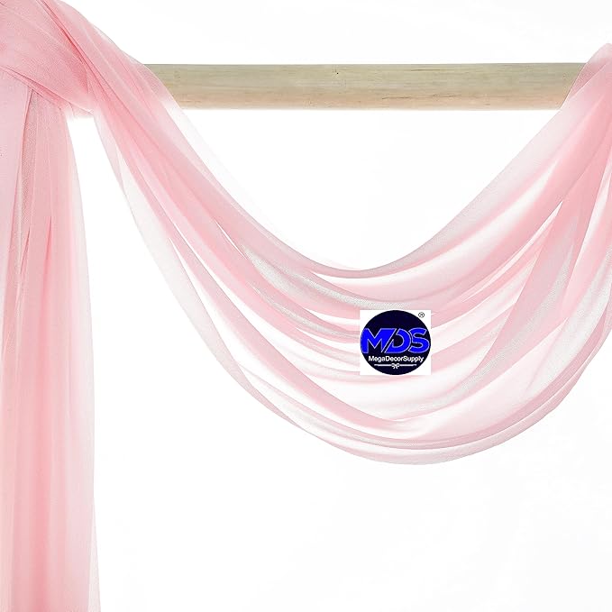 MDS Halloween Chiffon Draping Fabric - 2 Panel, 30" Wide x 100ft Long - Sheer Spooky Arbor & Canopy Drapery for Haunted House Backdrops, Party Ceilings, DIY Costumes & Themed Events - Blush Pink