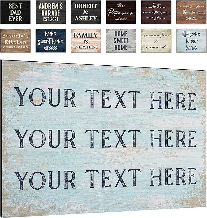 Personalized Signs for Home, Custom Sign with Any Text, 3 Sizes - 12 Background Options & 8 Fonts - Customizable Sign 14X11