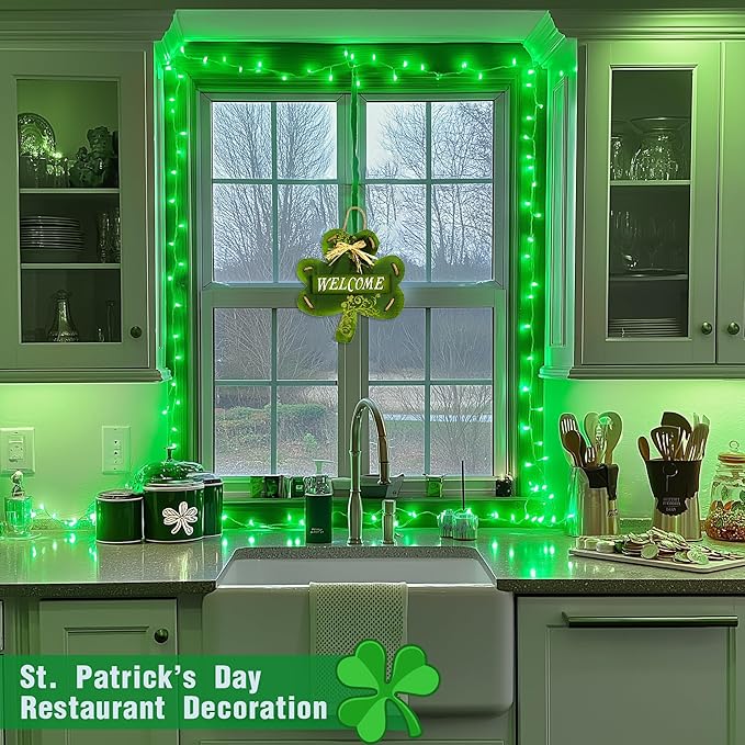 String Lights, 168 Ft Green 600 LED Set with Remote and Timer