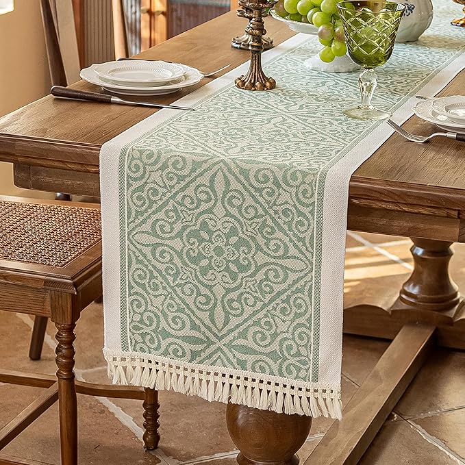 Table Runners 72 Inches Long Waterproof Boho Table Runner with Tassel Fringe,Table Runner for Party Coffee Table
