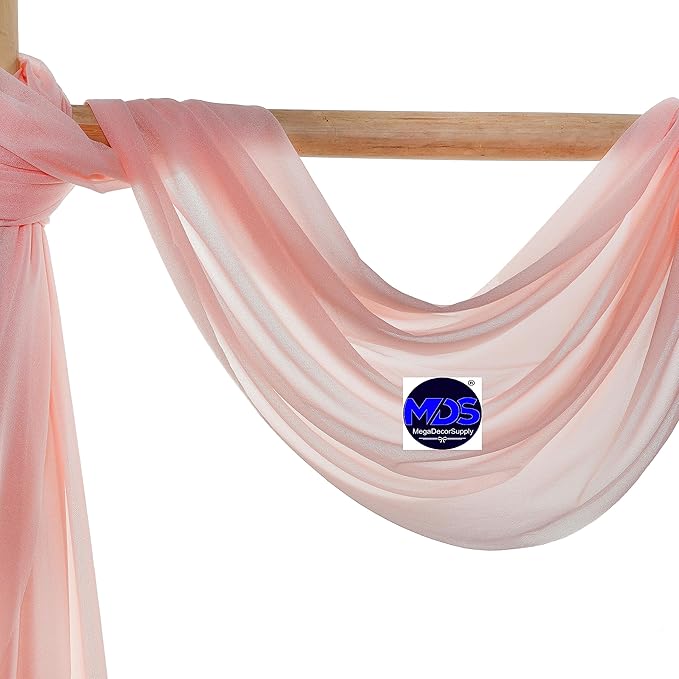 MDS Halloween Chiffon Draping Fabric - 2 Panel, 30" Wide x 50ft Long - Sheer Spooky Arbor & Canopy Drapery for Haunted House Backdrops, Party Ceilings, DIY Costumes & Themed Events - Dusty Rose