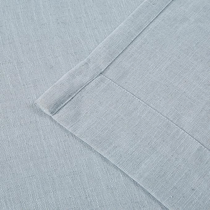 Vision Home Blue Grey Pinch Pleated Semi Sheer Curtains Textured Linen Blended Light Filtering Window Curtains 120 inch for Living Room Bedroom Patio Pinch Pleat Drapes with Hooks 10FT 60" Wx120 Lx1