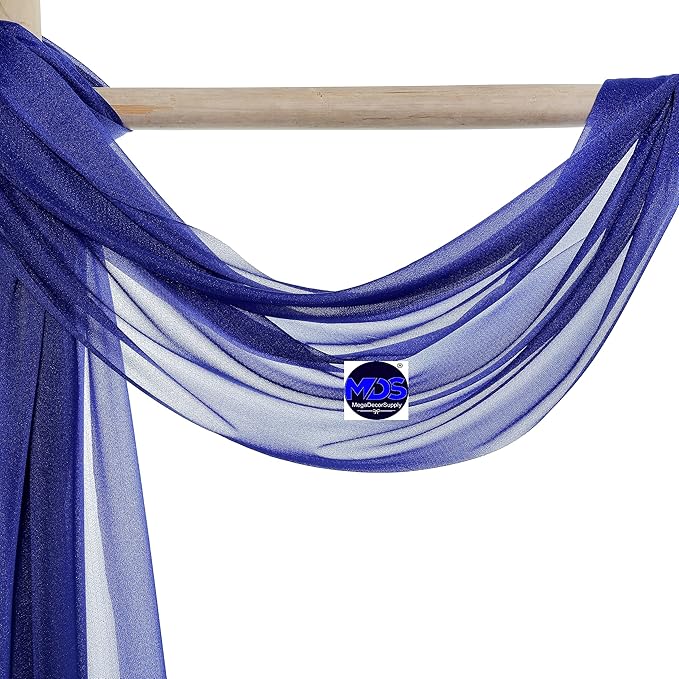 MDS Halloween Chiffon Draping Fabric - 1 Panel, 30" Wide x 40ft Long - Sheer Spooky Arbor & Canopy Drapery for Haunted House Backdrops, Party Ceilings, DIY Costumes & Themed Events - Royal Blue