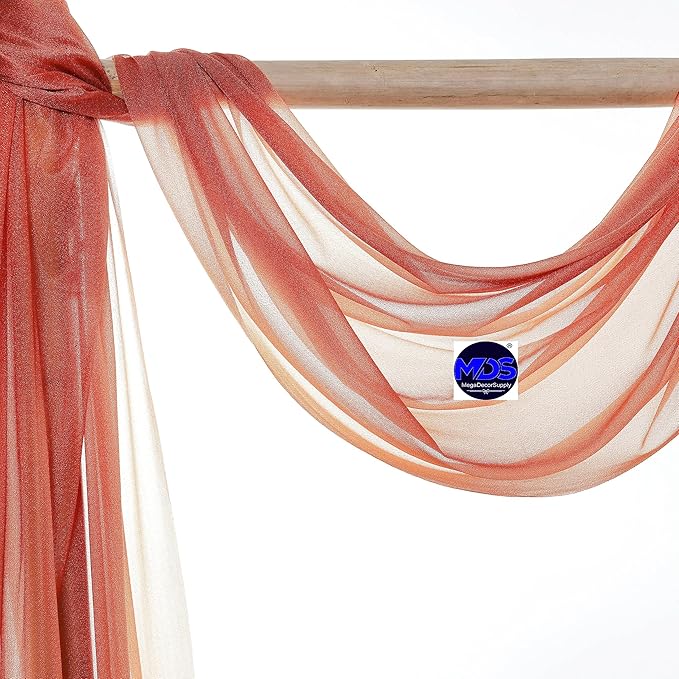 MDS Halloween Chiffon Draping Fabric - 2 Panel, 30" Wide x 100ft Long - Sheer Spooky Arbor & Canopy Drapery for Haunted House Backdrops, Party Ceilings, DIY Costumes & Themed Events - Terracotta
