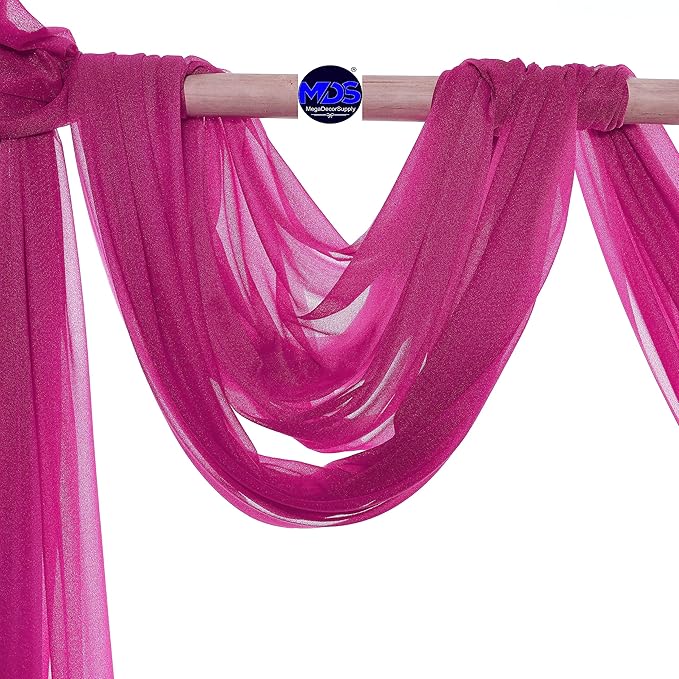 MDS Halloween Chiffon Draping Fabric - 2 Panel, 30" Wide x 30ft Long - Sheer Spooky Arbor & Canopy Drapery for Haunted House Backdrops, Party Ceilings, DIY Costumes & Themed Events - Magenta