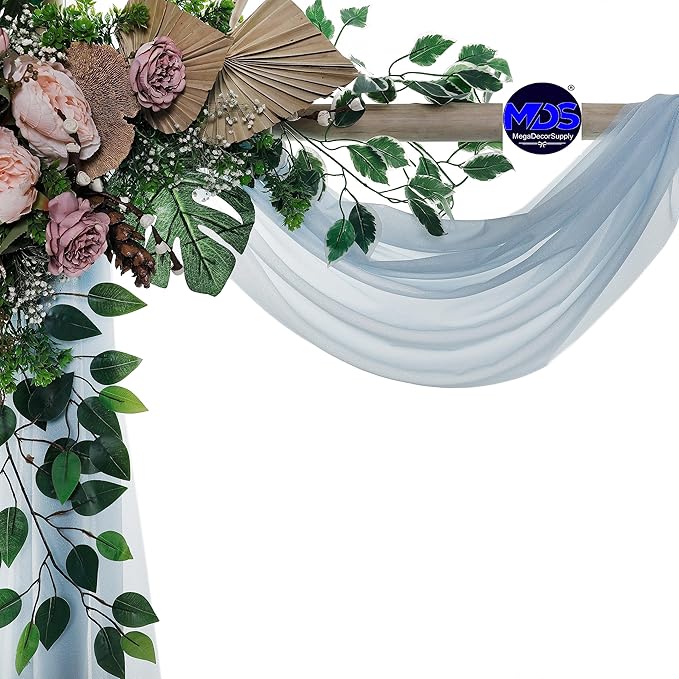 MDS Halloween Chiffon Draping Fabric - 1 Panel, 30" Wide x 75ft Long - Sheer Spooky Arbor & Canopy Drapery for Haunted House Backdrops, Party Ceilings, DIY Costumes & Themed Events - Baby Blue