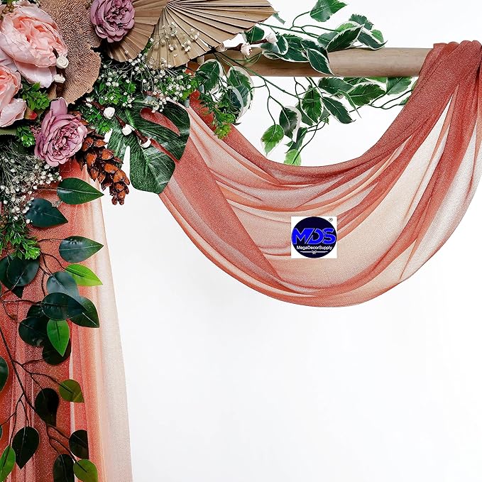 MDS Halloween Chiffon Draping Fabric - 1 Panel, 30" Wide x 75ft Long - Sheer Spooky Arbor & Canopy Drapery for Haunted House Backdrops, Party Ceilings, DIY Costumes & Themed Events - Terracotta