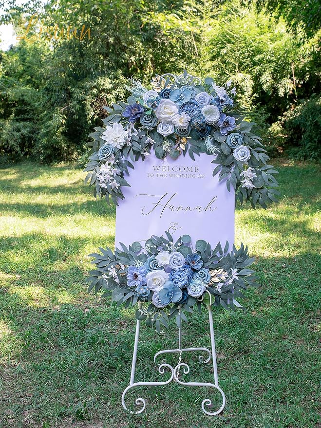Artificial Silk Flowers Wedding Arch Swag, 40-Inch Large and 24-Inch Small