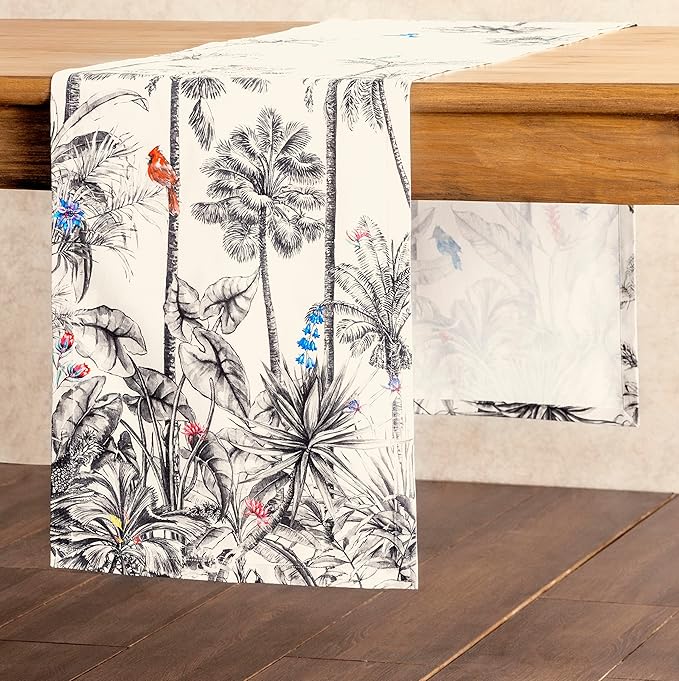 Maison d' Hermine Table Runner 100% Cotton Single Layer Table Runners 48 inches Long for Thanksgiving Christmas Decorations Home Kitchen Dining Party Wedding (Amazonia, 14.5" x 48")