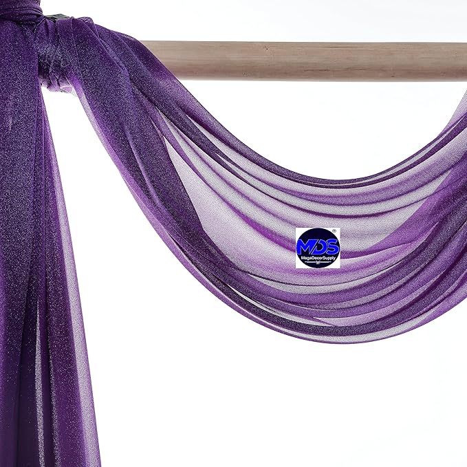 MDS Halloween Chiffon Draping Fabric - 2 Panel, 30" Wide x 30ft Long - Sheer Spooky Arbor & Canopy Drapery for Haunted House Backdrops, Party Ceilings, DIY Costumes & Themed Events - Cadbury Purple