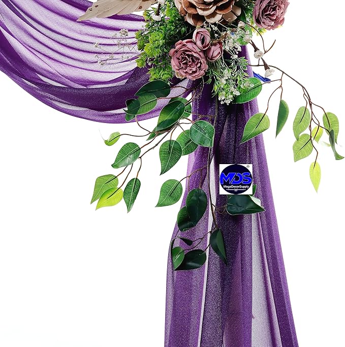 MDS Halloween Chiffon Draping Fabric - 2 Panel, 30" Wide x 75ft Long - Sheer Spooky Arbor & Canopy Drapery for Haunted House Backdrops, Party Ceilings, DIY Costumes & Themed Events - Cadbury Purple
