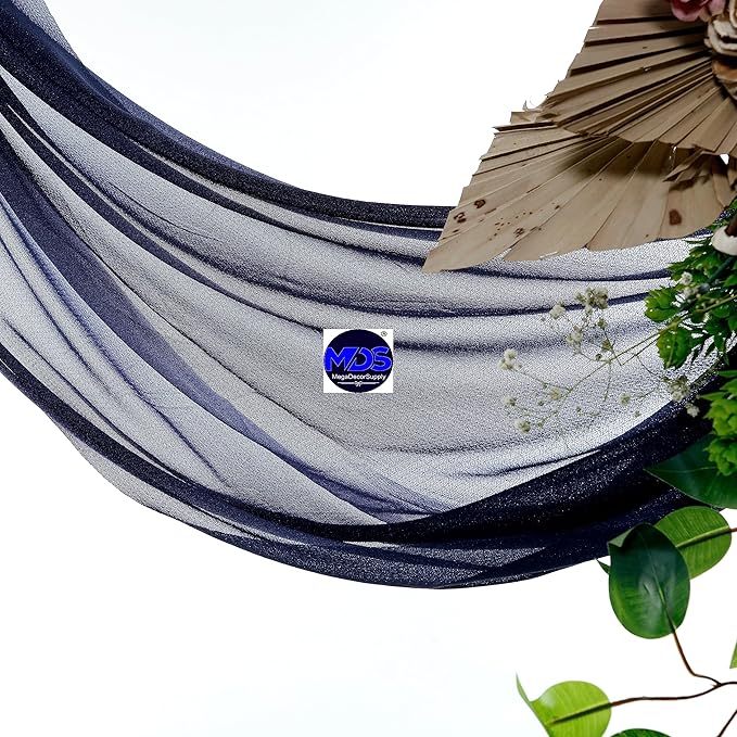 MDS Halloween Chiffon Draping Fabric - 2 Panel, 30" Wide x 75ft Long - Sheer Spooky Arbor & Canopy Drapery for Haunted House Backdrops, Party Ceilings, DIY Costumes & Themed Events - Navy Blue