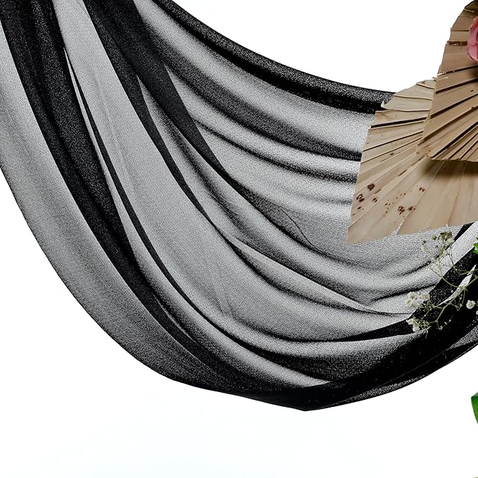 Backdrop Fabric in Black Sheer Chiffon, 30 x 40 Ft Glitter Drape