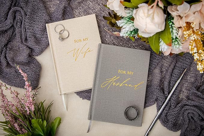 Wedding Vow Guestbooks Set of 2, Hardcover with Ribbon Bookmark