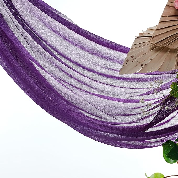 Fabric Sheer Chiffon Panels in Purple, 3 Pack, 30 In x 20 Ft