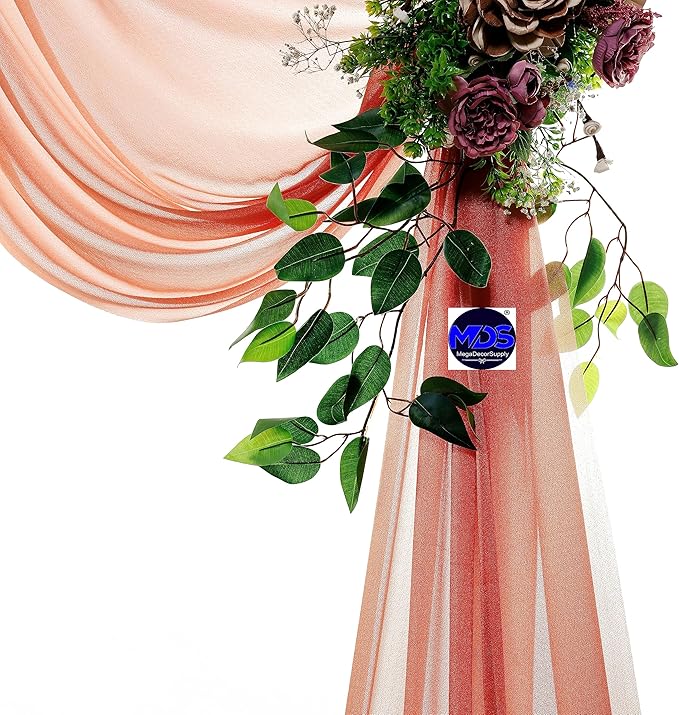 MDS Halloween Chiffon Draping Fabric - 1 Panel, 30" Wide x 50ft Long - Sheer Spooky Arbor & Canopy Drapery for Haunted House Backdrops, Party Ceilings, DIY Costumes & Themed Events - Terracotta