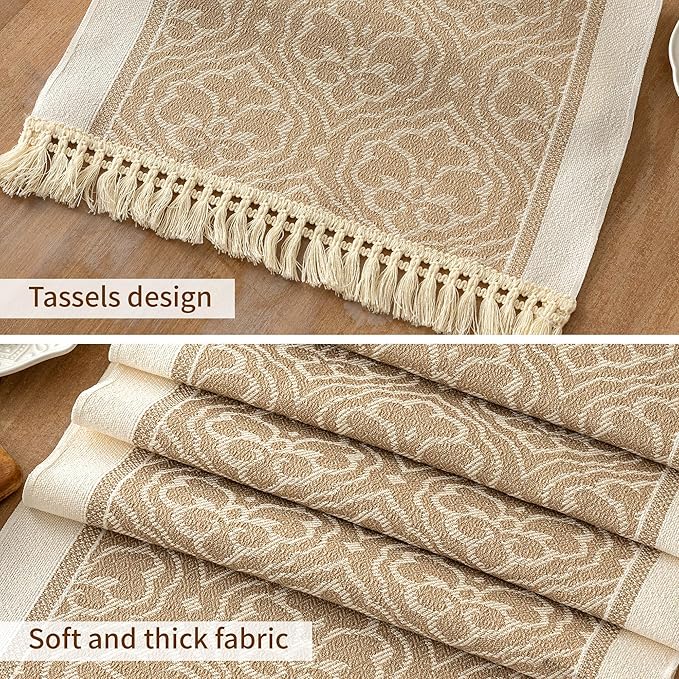 Table Runners 119 Inches,Waterproof Boho Table Runner with Tassel Fringe,Table Runner for Party Coffee Table