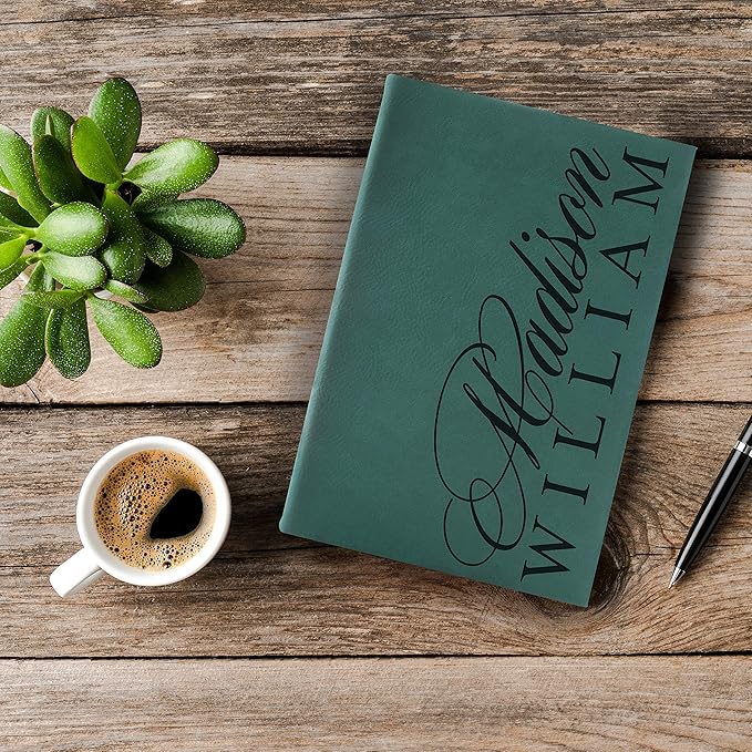 Personal Leather Journal Notebooks | 12 Design, 9 Color - Black | Journal for Women, Men - Custom Notebook to Write in - Diary for Girls, Women - Personalized Gift Idea for Girl, Boy, Mom and Dad