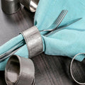 Napkin Rings, Set of 12 Round Silver Metal Napkin Holders