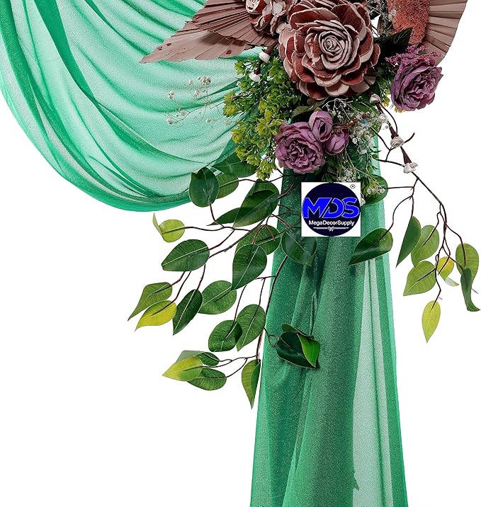 MDS Halloween Chiffon Draping Fabric - 1 Panel, 30" Wide x 30ft Long - Sheer Spooky Arbor & Canopy Drapery for Haunted House Backdrops, Party Ceilings, DIY Costumes & Themed Events - Emerald Green