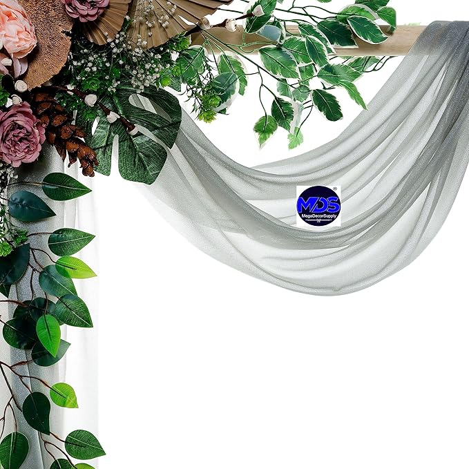 MDS Halloween Chiffon Draping Fabric - 2 Panel, 30" Wide x 100ft Long - Sheer Spooky Arbor & Canopy Drapery for Haunted House Backdrops, Party Ceilings, DIY Costumes & Themed Events - Gray