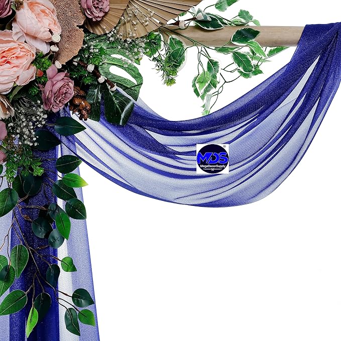 MDS Halloween Chiffon Draping Fabric - 2 Panel, 30" Wide x 75ft Long - Sheer Spooky Arbor & Canopy Drapery for Haunted House Backdrops, Party Ceilings, DIY Costumes & Themed Events - Royal Blue
